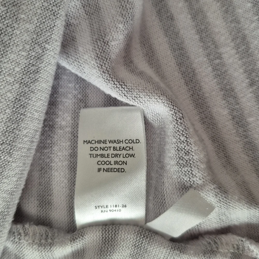 Laura Ashley LOVE Gray and White Striped Pajama Top